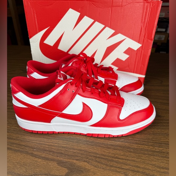 Nike DUNKS LOW TOP Bold Red and White Sneakers Mens 12